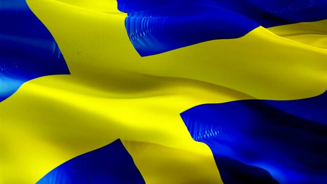 Swedish flag. 3d Sweden sign waving video. Flag of Sweden holiday seamless loop animation. Swedish flag silk HD resolution Background. Sweden flag Closeup 1080p HD video for Independence Day,Victory d