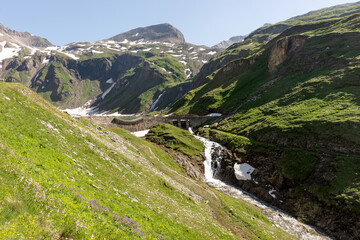 Dam at the Nassfeld Speicher in Hohe Tauern National Park. Austria