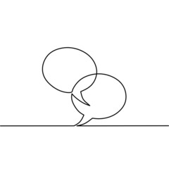 Continuous line drawing of Speech bubbles, object one line, single line art, vector illustration