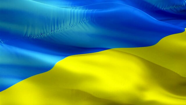 Ukraine flag. National 3d Ukraine flag waving. Sign of Ukrainian seamless loop animation. Ukraine flag HD Background. Ukrainian flag isolated Closeup 1080p Full HD video for presentation for Victory d