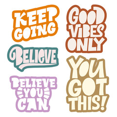 Good Vibes and positive thoughts letterings and other elements. Great lettering and calligraphy for greeting cards, stickers, banners, prints and home interior decor. Isolated vector