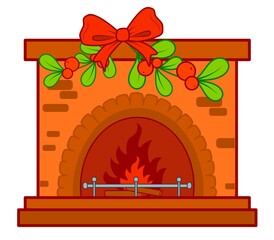 Christmas cartoons clip art. Fireplace  illustration