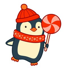 Christmas cartoons clip art. Christmas penguin  illustration