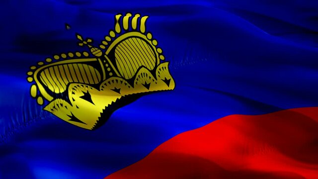Liechtenstein flag video. National 3d Liechtenstein Flag Slow Motion video. Sign of seamless Full HD 1920X1080 loop animation. Liechtenstein trip Flags Motion Loop HD Background Closeup 1080p Full HD 