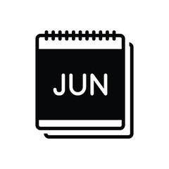 Black solid icon for jun month
