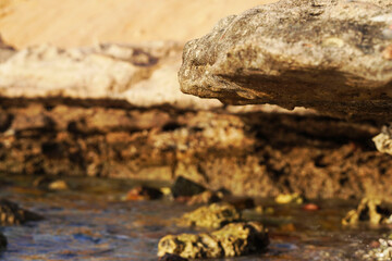  Landscape of sea and mountains in Africa. Rocky shore.