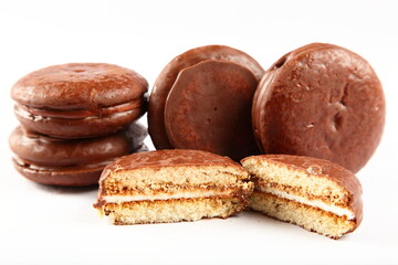 Delicious chocolate cake  stuffed with marshmallow filling- 