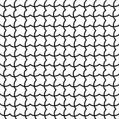 Abstract hand drawn seamless pattern, black and white curve lines texture.