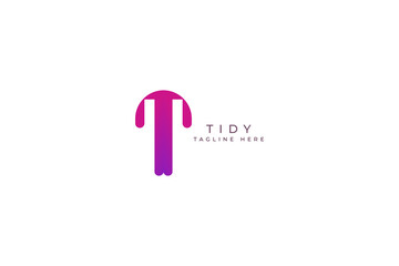 Letter T pink color with gradient creative and simple cool technological business modern logo design