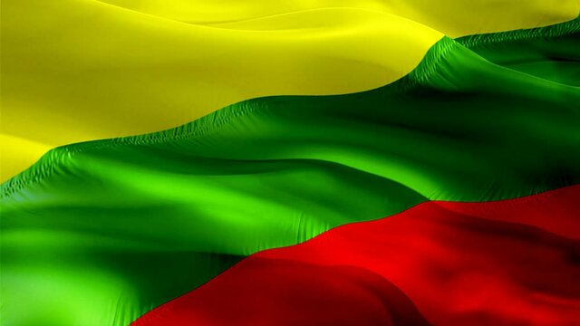 Lithuania flag video. National 3d Lithuanian Flag Slow Motion video. Lithuania tourism Flag Blowing Close Up. Lithuanian Flags Motion Loop HD resolution Background Closeup 1080p Full HD video flags wa
