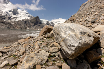 Stony path to the Pasterze glacier in Austria. In Summer 2021