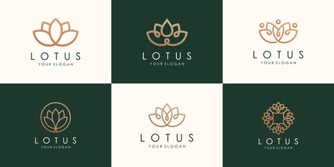 set of abstract lotus flower logo design