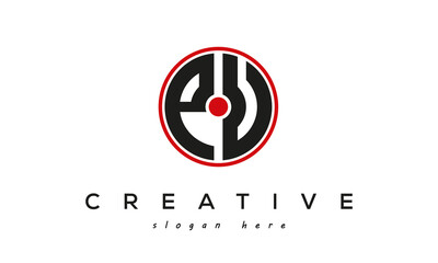 PU creative circle letter logo design vector