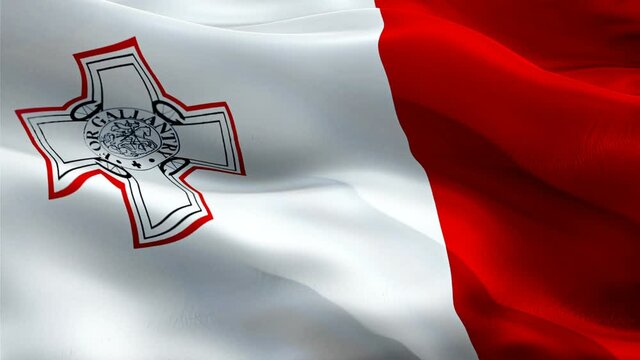 Maltese flag. 3d Malta sign waving video. Flag of Malta holiday seamless loop animation. Maltese flag silk HD resolution Background. Malta flag Closeup 1080p HD video for Independence Day,Victory day
