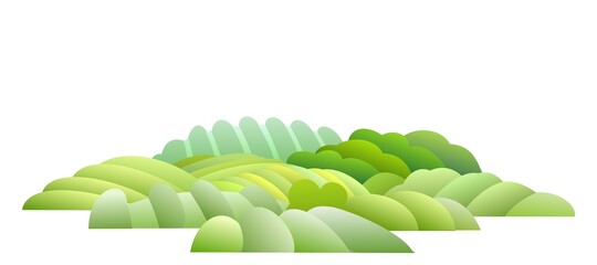 Rural hills. Farm cute landscape. Funny cartoon design illustration. Flat style. Object Isolated on white background. Vector.