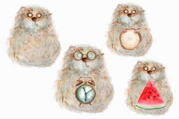 Clipart funny hamsters watercolor illustration hamsters
