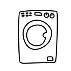Washing machine doodle vector icon. Drawing sketch illustration hand drawn line