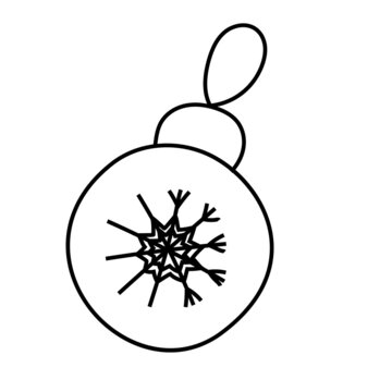 christmas tree toy ball outline doodle clip art vector