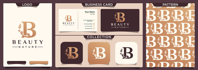 Naklejka premium letter B with flower logo design.