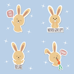 Cute bunny sticker with quotes vector design