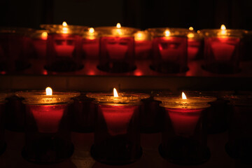 lit candles in the church