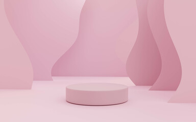 abstract pink podium for product presentation 3d rendering illustration