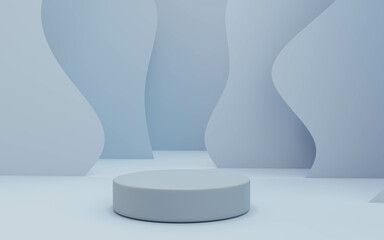 abstract baby blue podium for product presentation 3d rendering illustration
