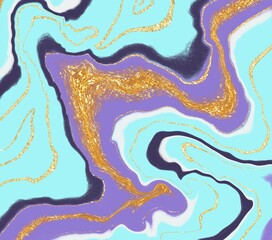 Colorful Background. Marble pattern and gold lines. Wrapping paper, fabric swatch, Wall art