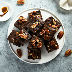 Homemade brownie with pecan nuts