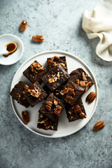 Homemade brownie with pecan nuts