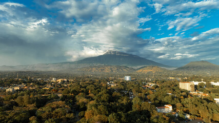 Aerial view of the mount meru in Arusha city, Tanzania