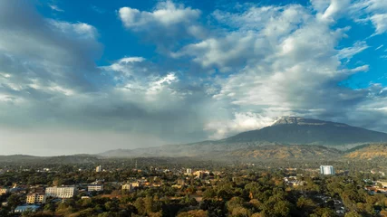 Foto op Canvas Aerial view of the mount meru in Arusha city, Tanzania © STORYTELLER