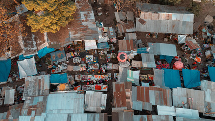 Aerial view of the local market in Arusha city, Tanzania