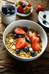Homemade granola with berries and coconut