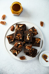 Homemade brownie with pecan nuts