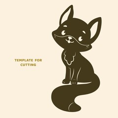 Template for laser cutting, wood carving, paper cut. Silhouettes for cutting. Fox  stencil.