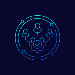 cooperation, coworking and teamwork line vector icon