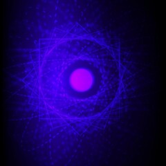 Neon purple fractal circles background in the futuristic  night