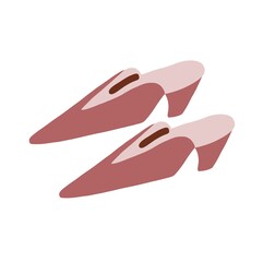 Mule, backless summer shoes for woman. Fashion pointed toe foot wearing. Modern women heel footwear. Casual trendy slippers pair. Flat illustration isolated on white background