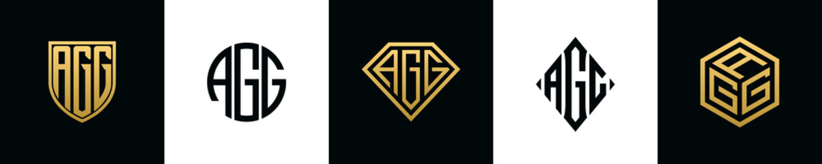 Initial letters AGG logo designs Bundle