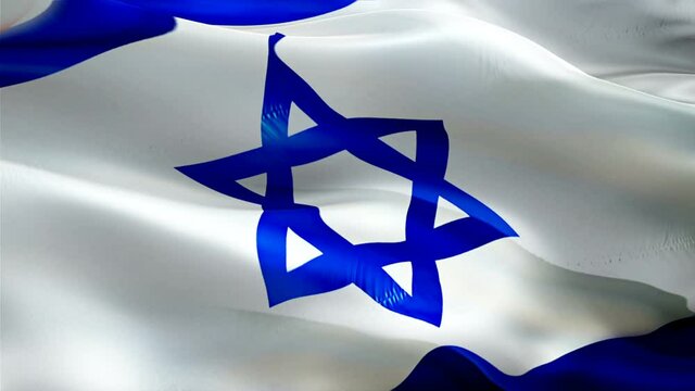 Israel flag video. National 3d Israeli Flag Slow Motion video. Jewish tourism Flag Blowing Close Up. Jews Flags Motion Loop HD resolution Background Closeup 1080p Full HD video flags waving in wind vi