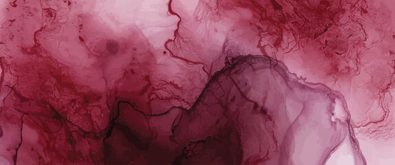 Alcohol ink texture. Fluid bordo abstract background - obrazy, fototapety, plakaty