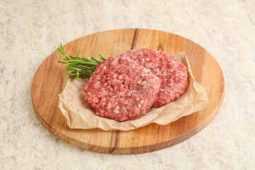 Raw beef burger cutlet for grill