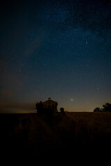Chapel with starry sky in Provence, France