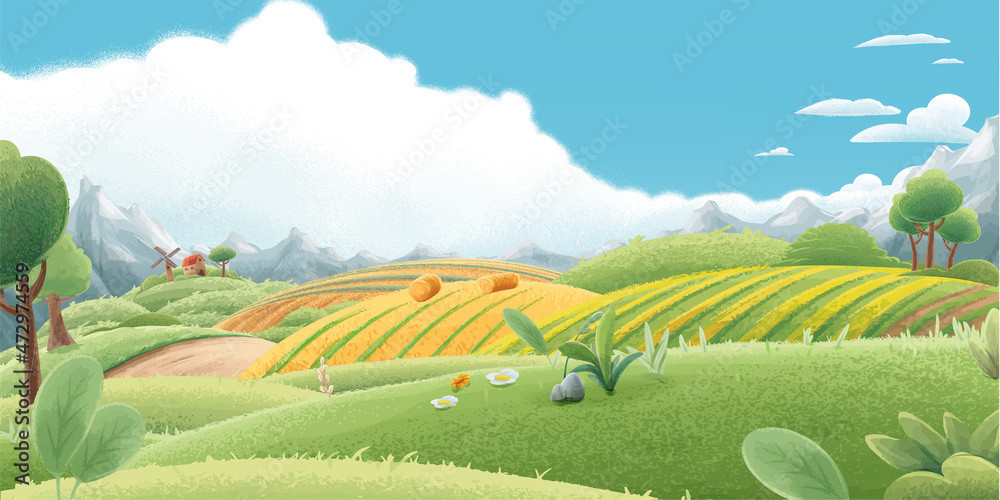 Wall mural natural landscape illustrated background