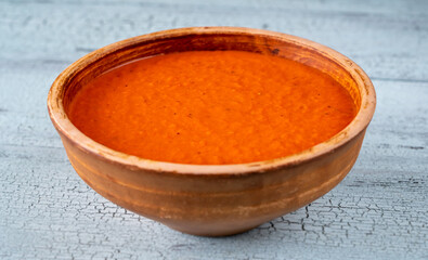 Creamy grilled red pepper soup