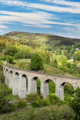 Fototapeta na wymiar Railway viaduct Novina in Krystofovo udoli, Northern Bohemia, Czech Republic