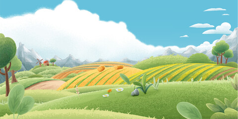 natural landscape illustrated background - 472974559