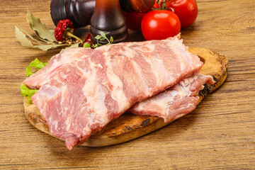 Raw pork ribs for cooking