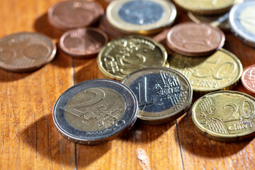 close up of a pile of coins
